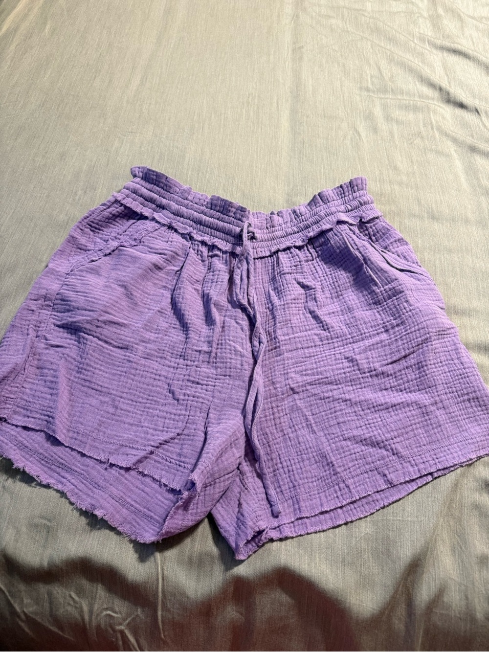 Zenana Outfitters Lavender High-Waist Gauze Shorts